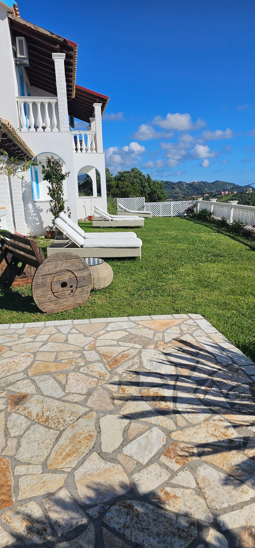 Sun loungers on the garden terrace
